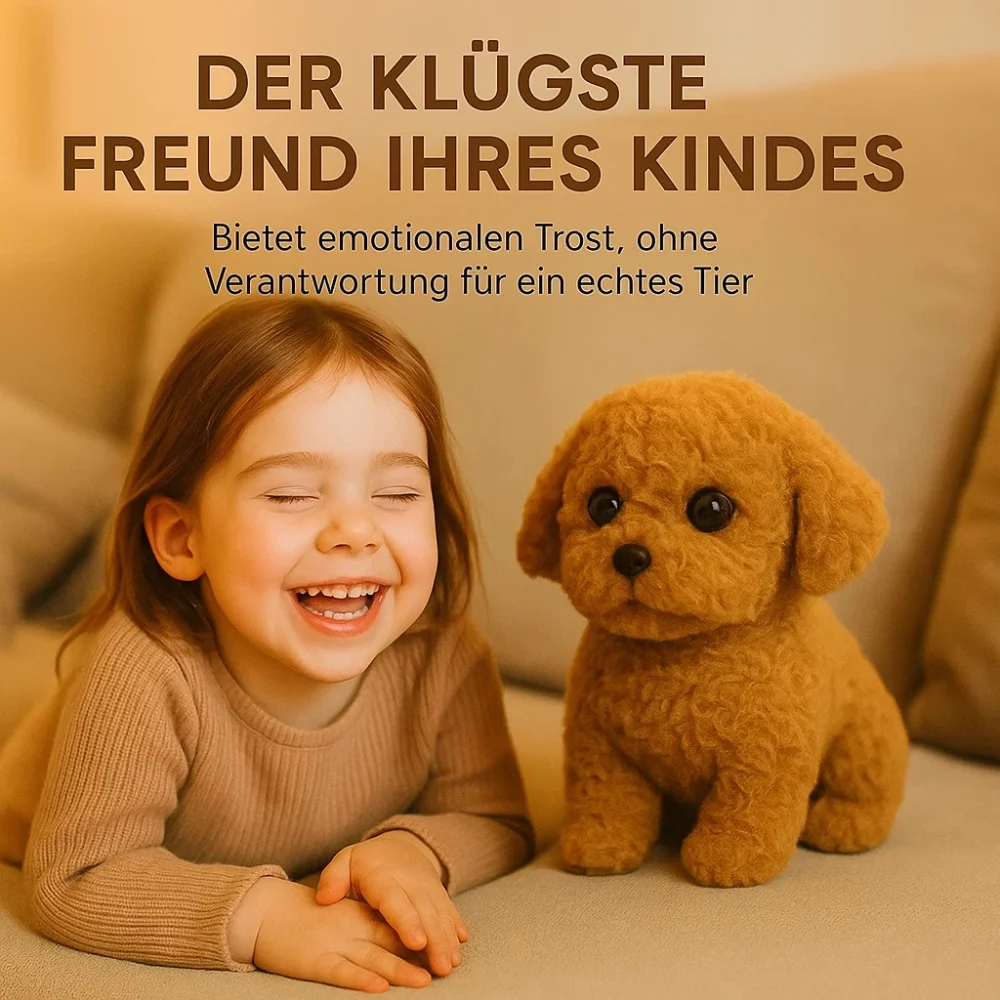 Hyperrealistischer Plüschwelpe mit realistischen Eigenschaften für Kinder und Haustierliebhaber
